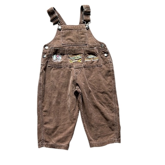 Bugle Boy Sport Fishing Corduroy Brown Kids Overalls - Picture 1 of 6